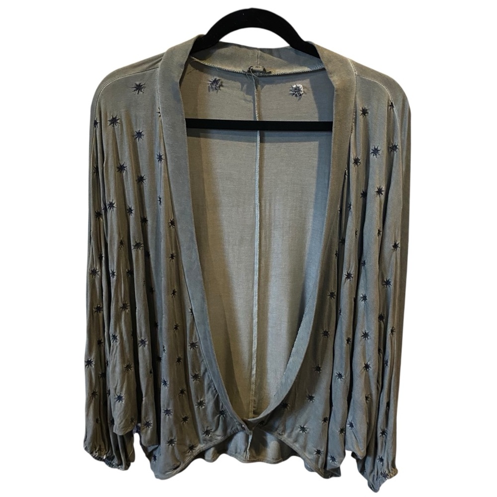 POL Olive Green Dolman Sleeve Boho Starburst Bolero Cardigan Womens Size Medium